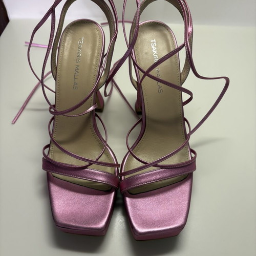 Tsakiris Mallas pink metallic platform sandals size 38 like new, 12 cm heel
