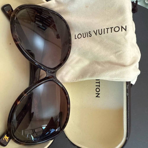 Louis Vuitton sunglasses used with case and small bag brown