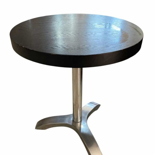 Round table with wooden top and metal frame used 70x60