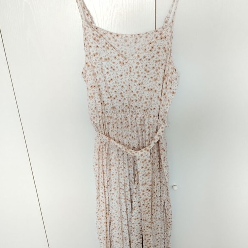 Floral midi dress white with beige orange flowers, like new
