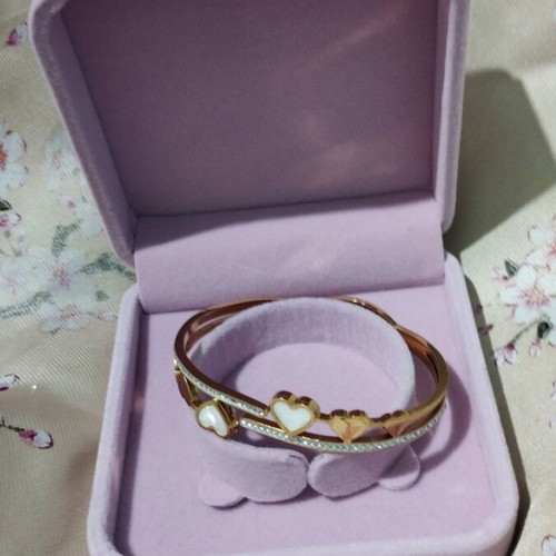 Bracelet hearts gold plated steel with enamel new