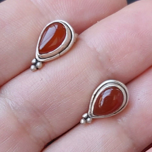 Silver Turkish earrings with carnelian like new, vintage from before 1967