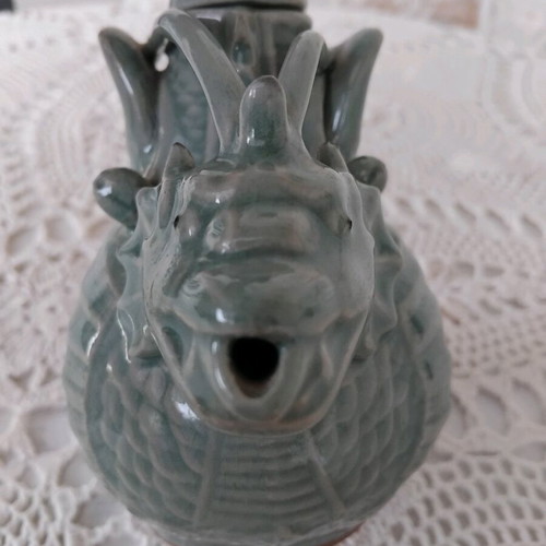 Korean Seladon Teapot with Dragon Design like new