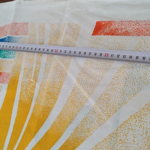 Soviet Vintage Cotton Fabric panel, unused, colorful children's design