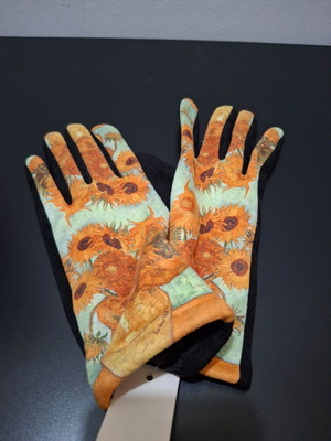 Fabric women's gloves with Sunflowers design by Vincent Van Gogh new