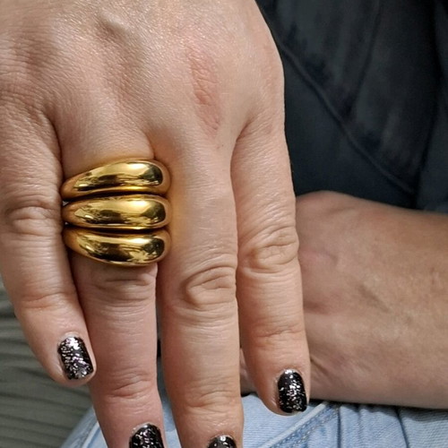 Steel ring veraki new, gold color, size 55