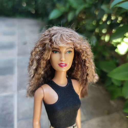 Barbie Curly Hair used, modern Esmeralda OOAK with clothes