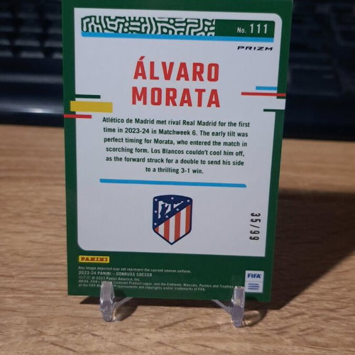 Alvaro Morata card serial numbered 35/99 Pink Velocity Panini Donruss Optic 23/24 new