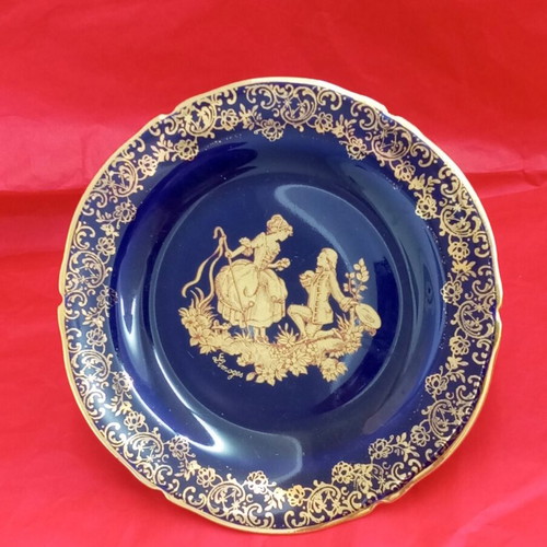 Limoges porcelain plate with gilded brass base