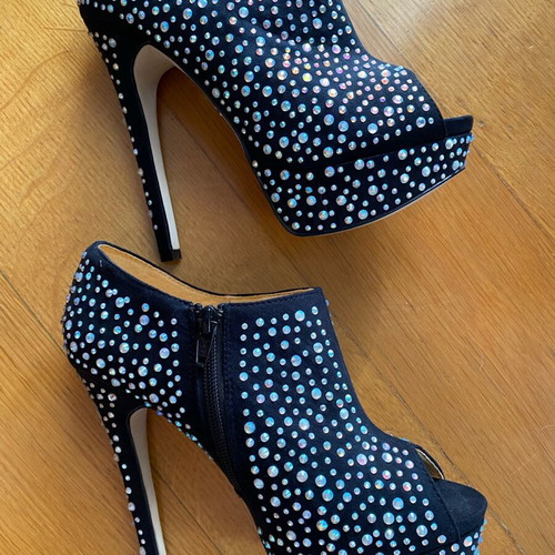 Buffalo London ankle boots with rhinestones like new, size 38, black