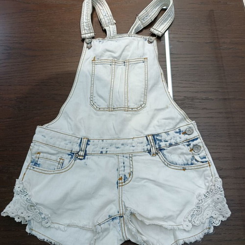 Tally Weijl women's short denim salopette used, size S, blue