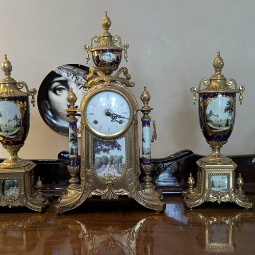 Imperial mantel clock set 3 pieces, like new, Franz Hermle mechanism