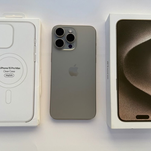 iPhone 15 Pro Max 1TB Natural Titanium like new with MagSafe case