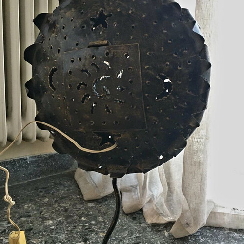 Table iron lamp used, black-brown color