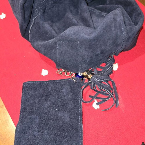 Blue suede shoulder bag like new
