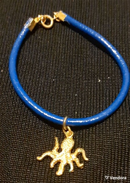  Bracelet leather blue Golden Octopus