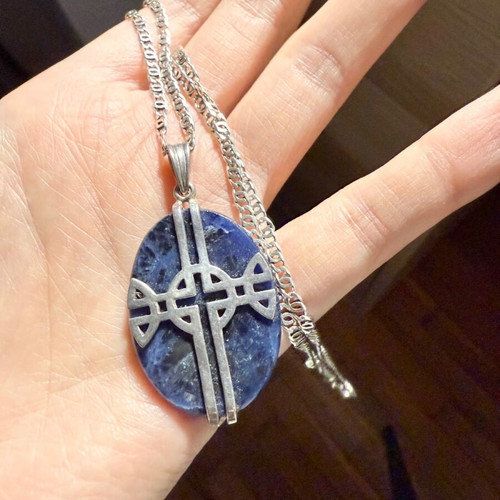 Ilias Lalaounis silver pendant necklace with natural stone, like new