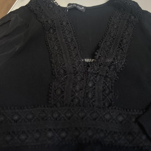 Boho cotton tunic Bianco Su Nero black XL/XXL like new with lace