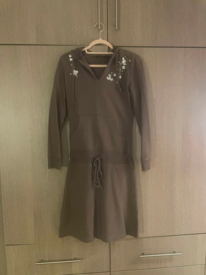 Raxevsky cotton dress with hood brown like new, size Small