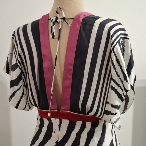 Vintage maxi φόρεμα Gizia με ασπρόμαυρο ζεβρέ μοτίβο