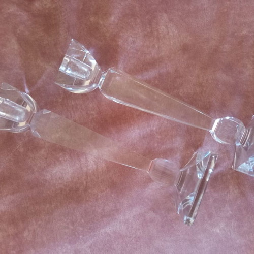 Pair of tall vintage crystal candlesticks