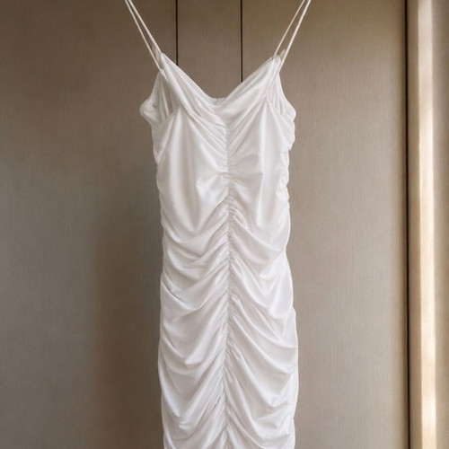 White dress mini with gathers like new