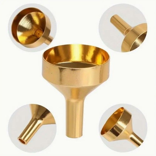 Set of 3 Mini Metal Funnels new, 2.1x1.8cm, gold color