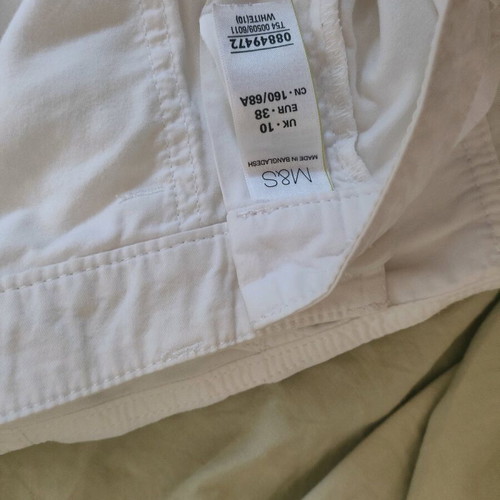 White M&S cotton shorts size UK10/38 like new
