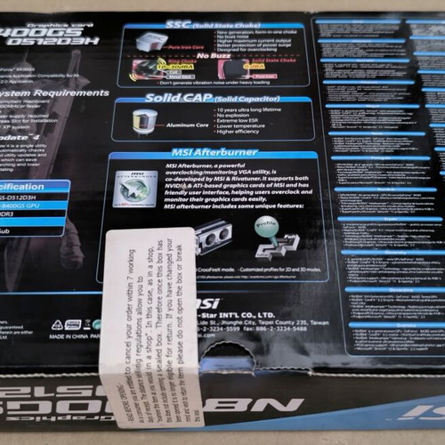 MSI N8400GS graphics card sealed, new
