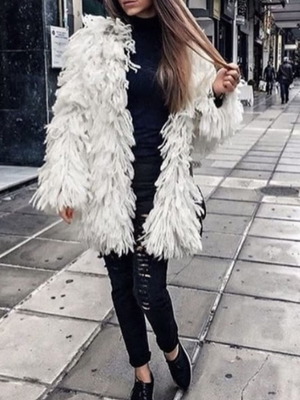 Maridruna Μακριά Χειροποίητη Ζακέτα Με Κρόσια Μεταχειρισμένη