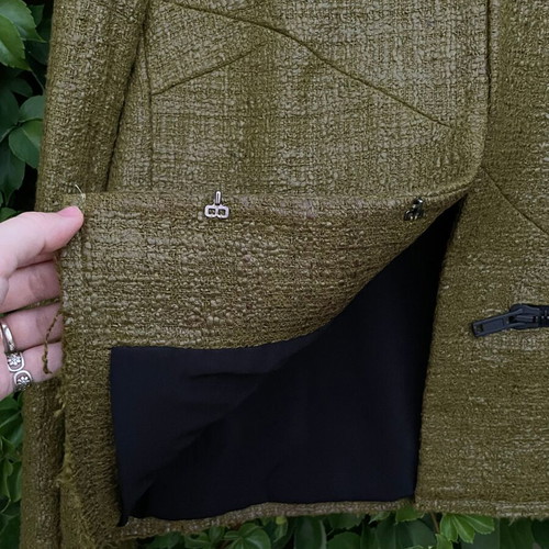 MSGM Archive Resin-Coated Tweed Jacket Olive Khaki like new