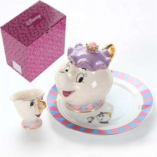 Beauty and the Beast set with Mrs. Potts teapot and Chip cup new