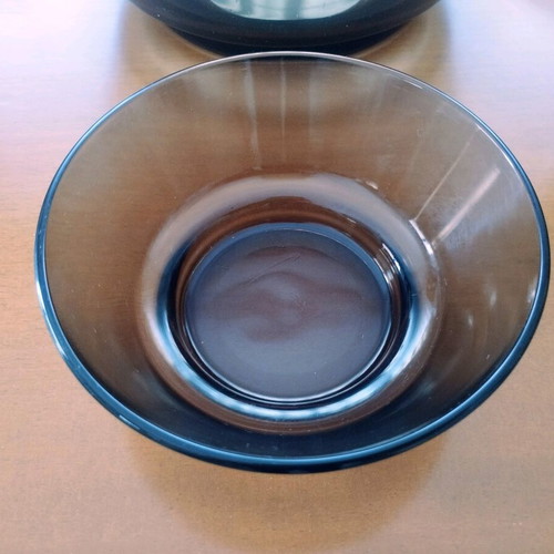 Vereco France 6+1 Bowl Set smoked glass 70s vintage mint condition