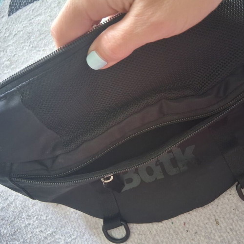 BodyTalk waist bag used, black fabric with multiple pockets