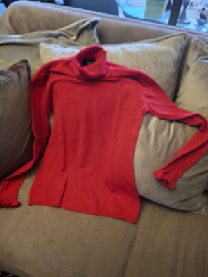 BSB Red Turtleneck Blouse Size L Like New