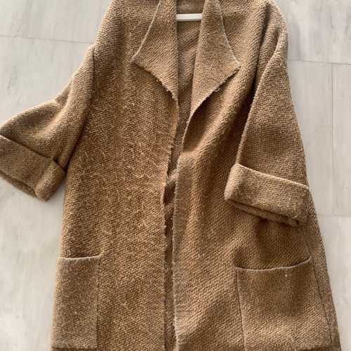 Massimo Dutti long wool cardigan coat used, beige brown