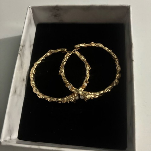 Steel hoop earrings with pearls and beautiful design new