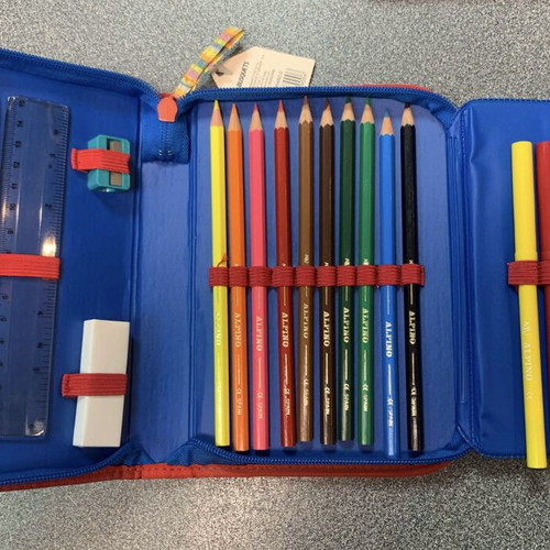 Busquets Y2K pencil case with school supplies