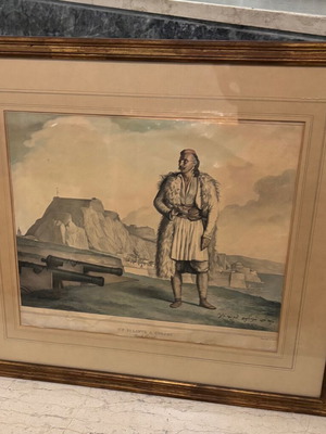 Suliotis in Corfu lithograph used, framed 31x41 cm by Louis Dupre