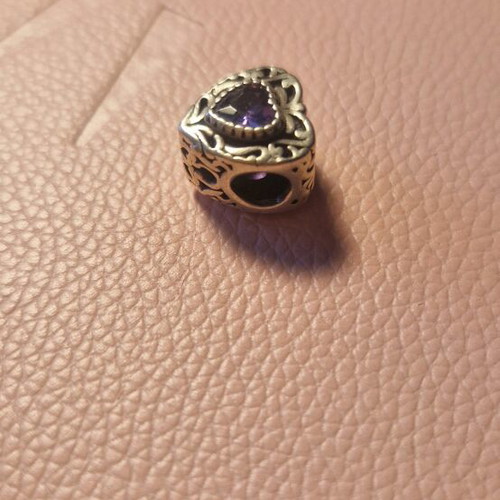 Silver heart with purple stone like new