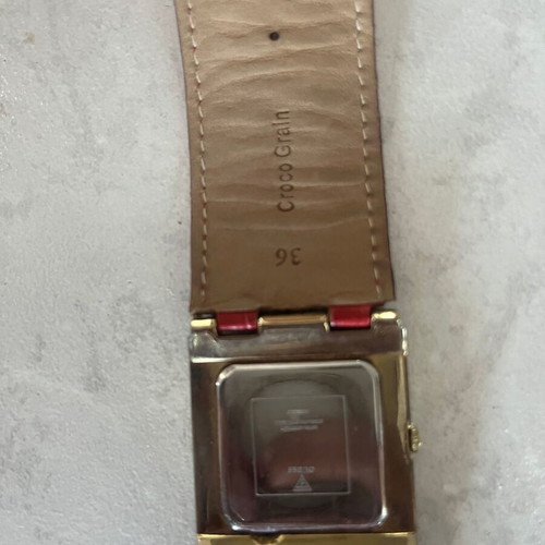 Guess Logo A Gogo W12502L1 women's watch used, red leather strap