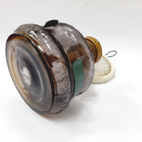 Vintage gas oil lamp from the 60s, used, glass body and brass burner