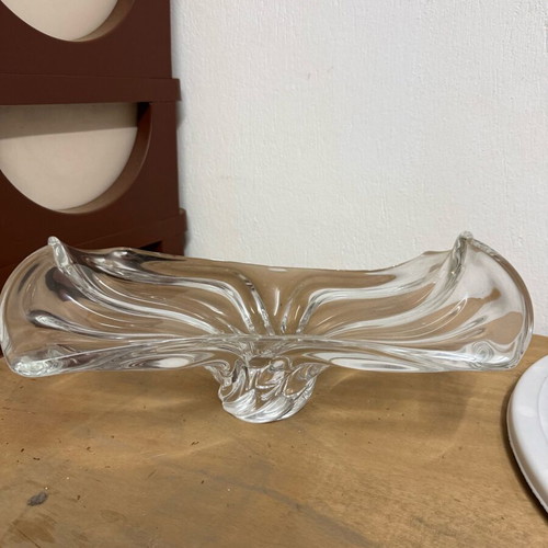 Crystal platter like new with modern wavy design