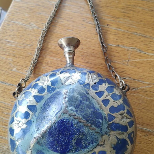 Two Traditional Handmade Metal Flasks from Egypt and India like new