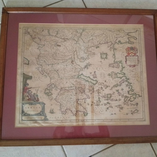 Graecia engraving by Joh. et Corn. Blaeu, 17th century map of Greece and Aegean