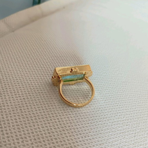 Dreamy ring in gold-plated silver with aqua marine new