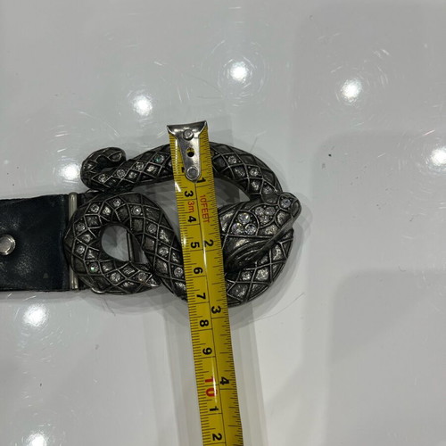 Belt buckle used, large, gray