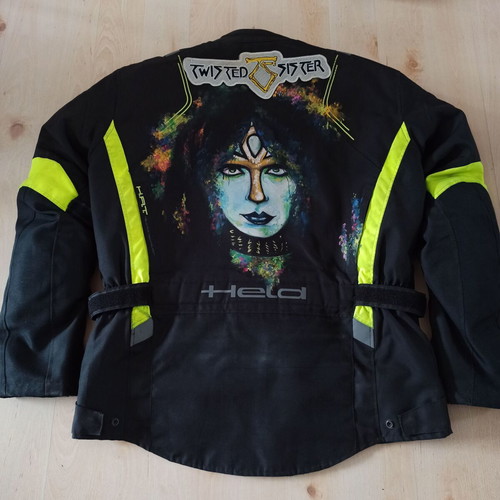 Held motorcycle jacket XL with unique Twisted Sister custom back