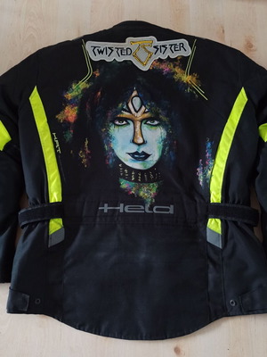Held motorcycle jacket XL with unique Twisted Sister custom back