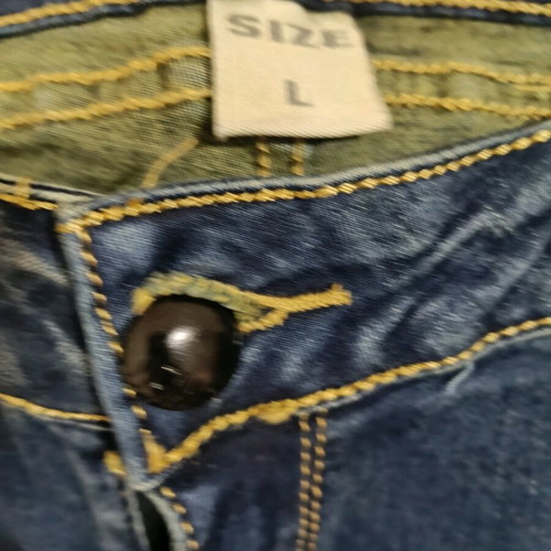 Jeans with black embroidery large like new